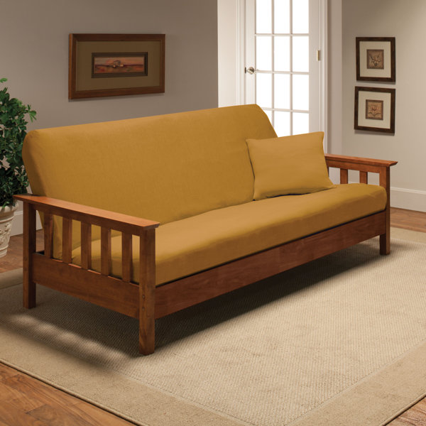 Mustard Yellow Futon Novogratz tallulah memory foam couch, mustard